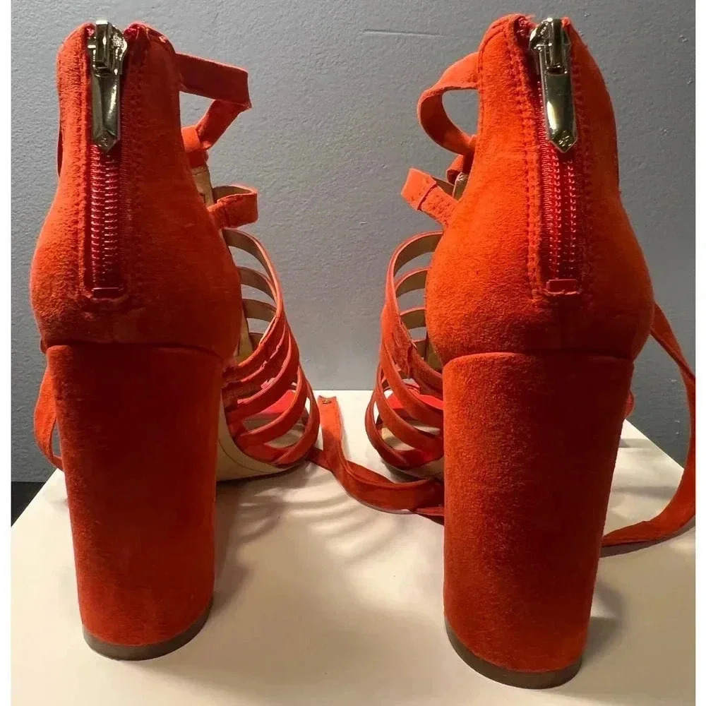 Sam Edelman Strappy Heels in Reddish Orange - Size 6M - Picture 4 of 6